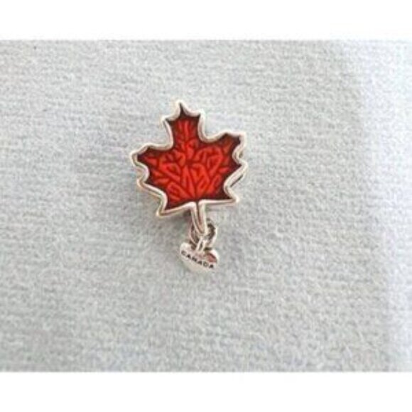 Love Canada Maple Leaf Charm in Sterling Silver, Red Enamel Pandora Compatible - Picture 3 of 5